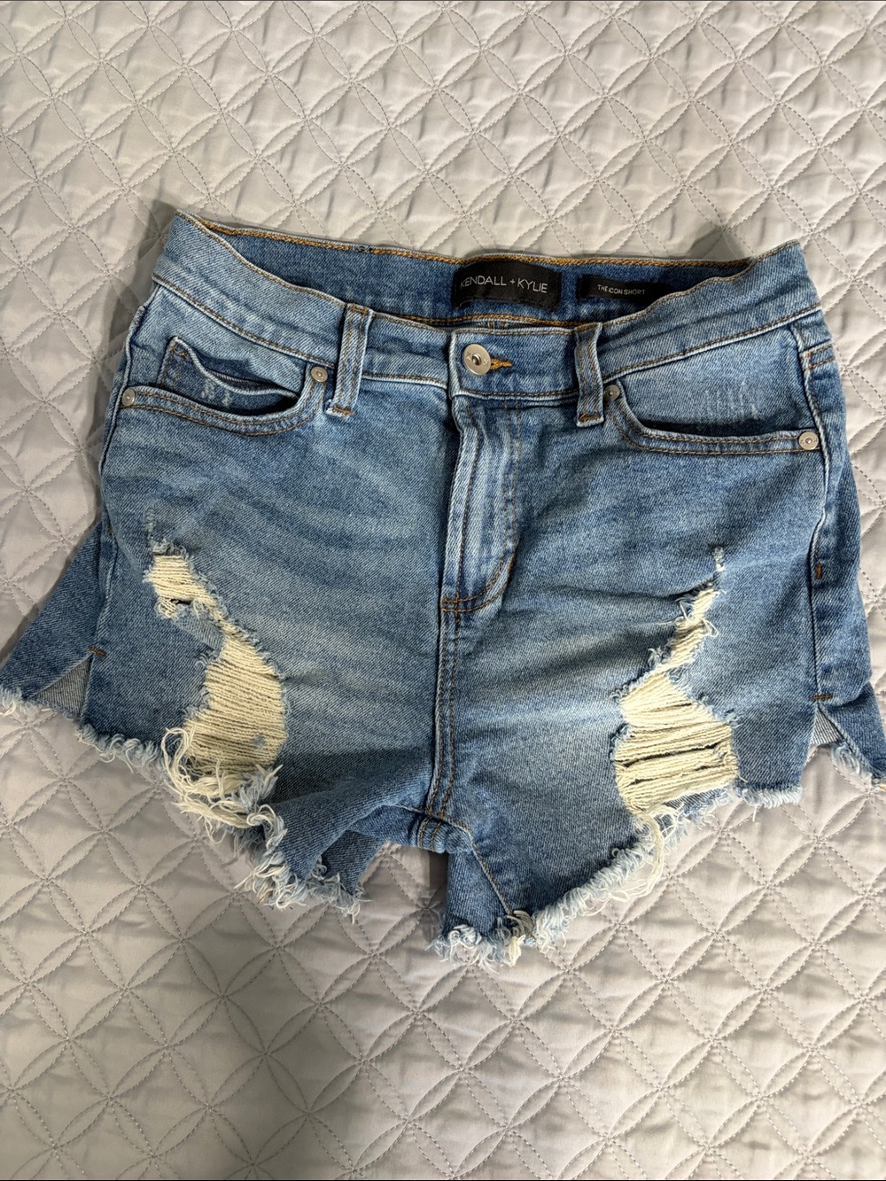 Kendall & Kylie Light Blue Distressed Denim Cutoff Shorts